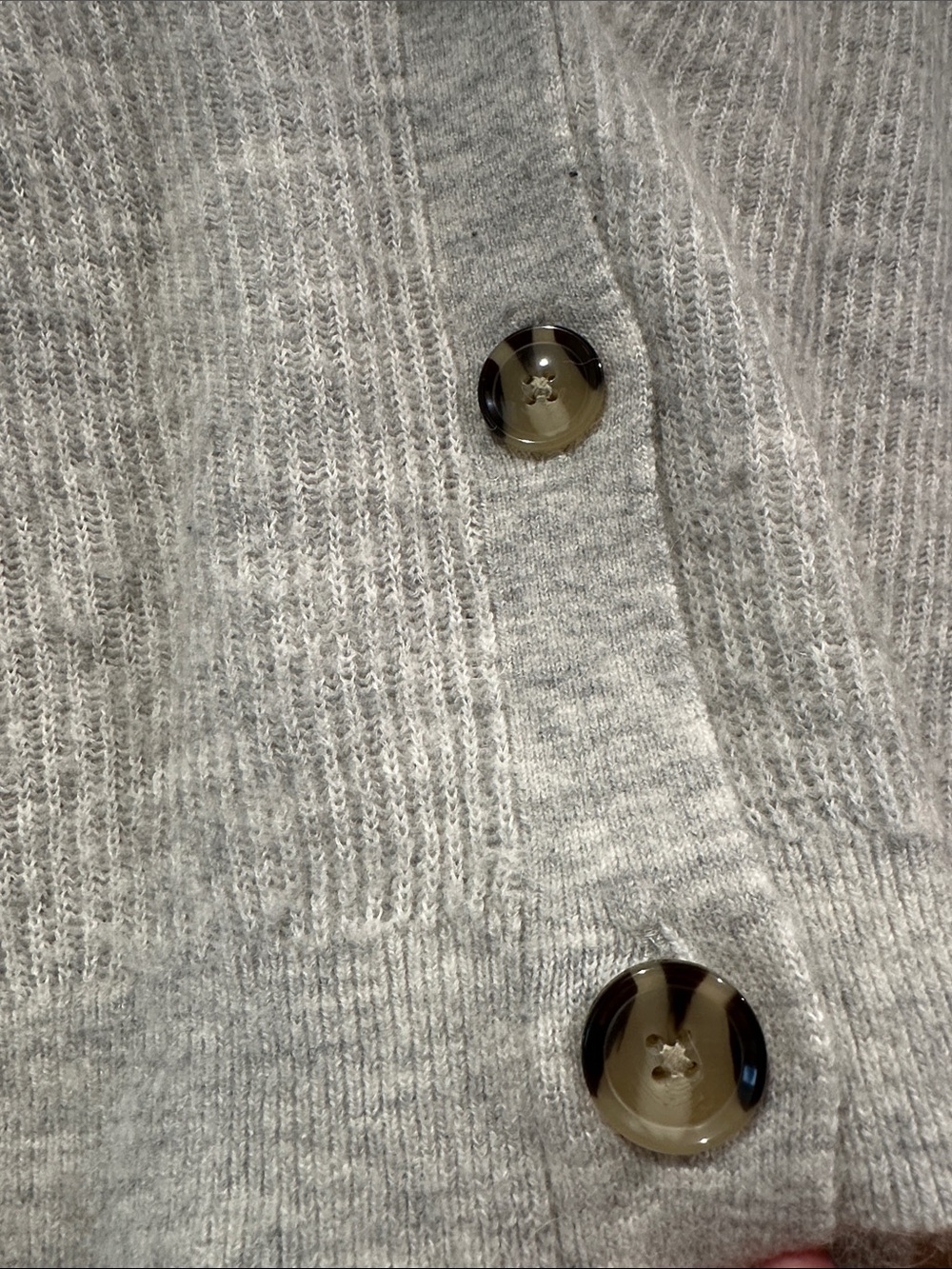 Quince Light Gray Ribbed V-Neck Button-Up Cardigan - Picture 3 of 8